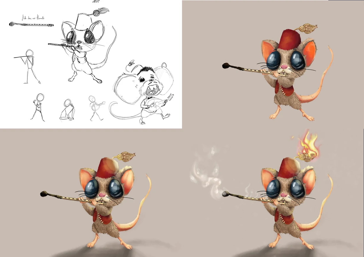 Mouse playing the flute